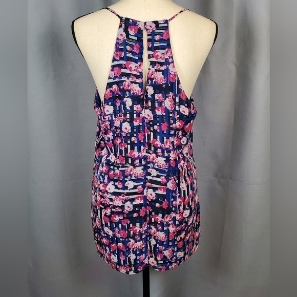Floral patterened tank top, blue and pink, size L - Picture 3 of 7
